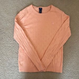 PASTEL ORANGE IZOD CABLE KNIT SWEATER